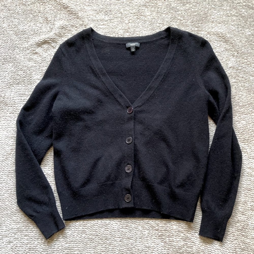 Talbots Petite V-neckโ Cardigan Sweater Buttons Lambswool Nylon Angora Blend SP